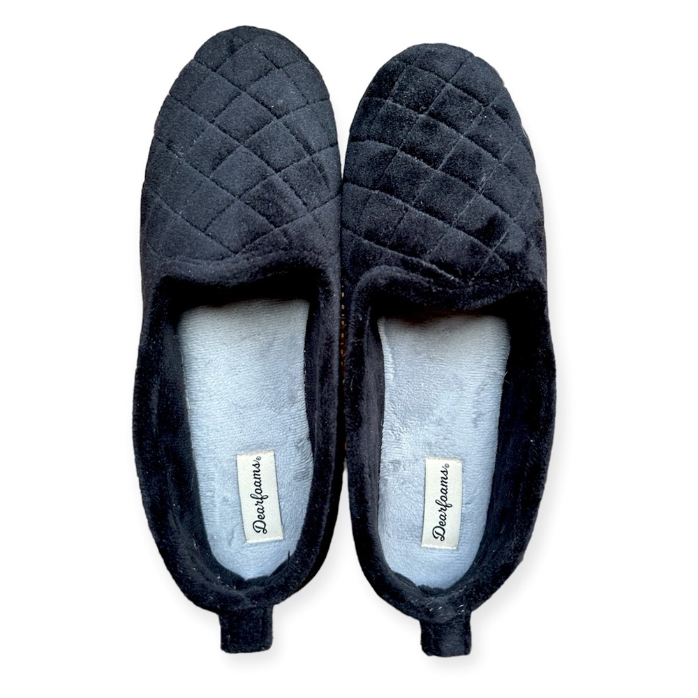Black Dearfoams slippers size 9-10